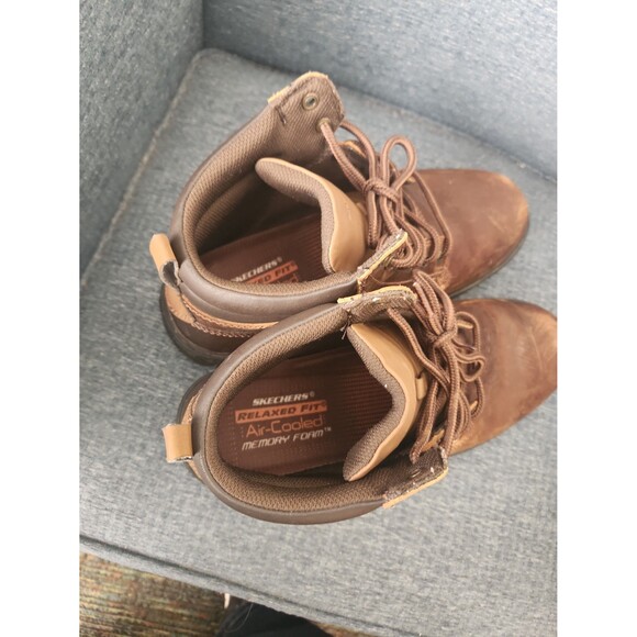 Skechers Men's Relaxed Fit Segment Garnet Dark Brown Leather Boots Size 9.5 - Picture 6 of 10